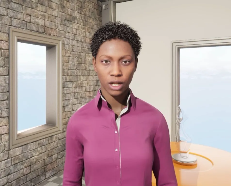 Ada, avatar MetaHuman, en train de parler dans la scène de démo